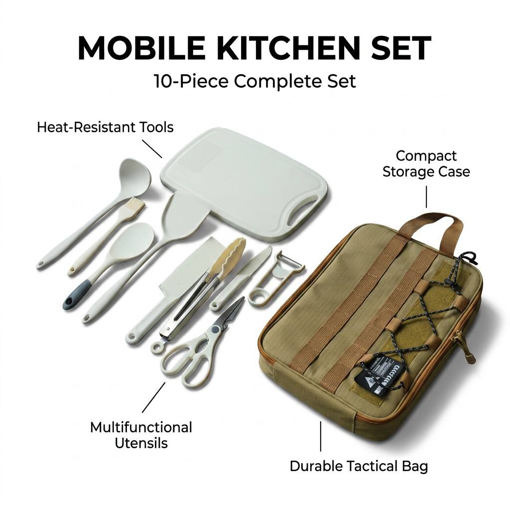 Camping Cooking Roll - Портативный набор походной посуды из 9