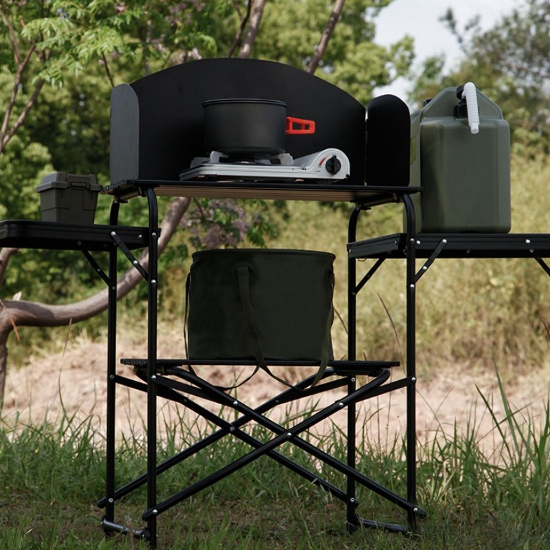Camping Cooking Bench - Портативный складной шкаф для кемпинга, алюминиевый