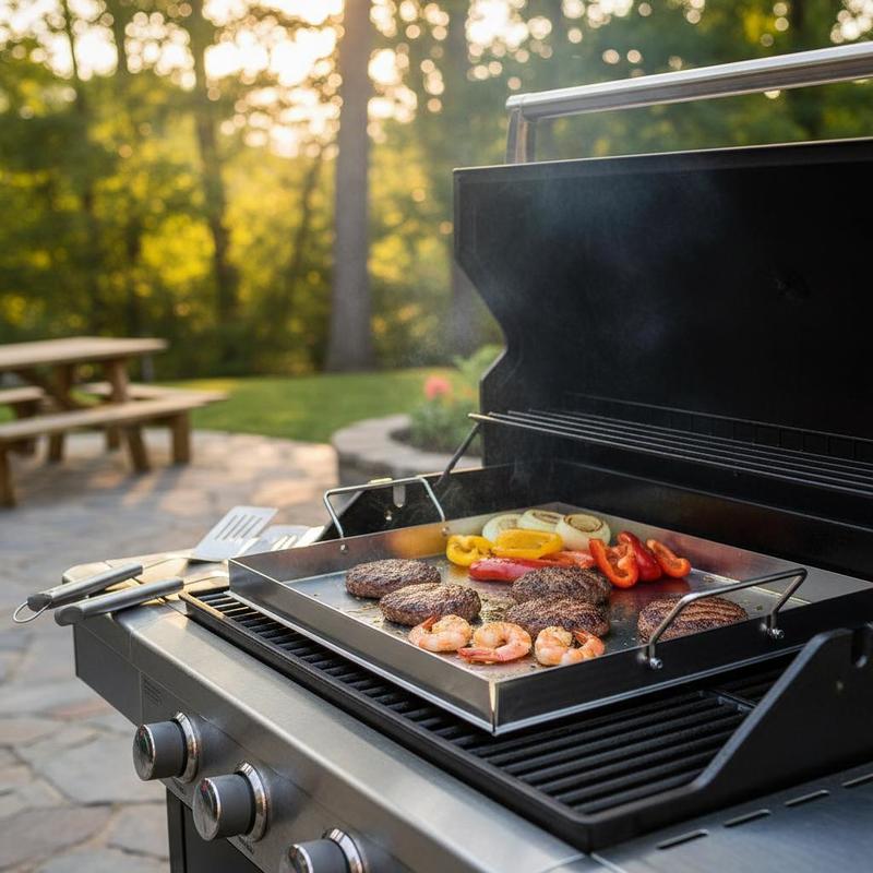 Camping Cooking Pot Stainless Steel - Универсальная плоская сковорода-гриль 18x16 дюймов для
