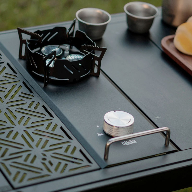 Camping Cooking Table With Windshield - Портативная газовая плита Mini Split Half