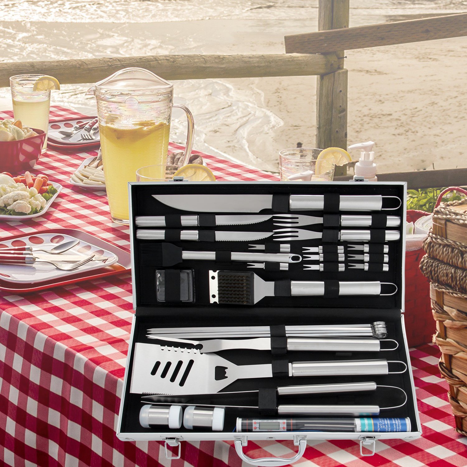 Camping Cooking Kit Box - Набор инструментов с алюминиевой коробкой, 26
