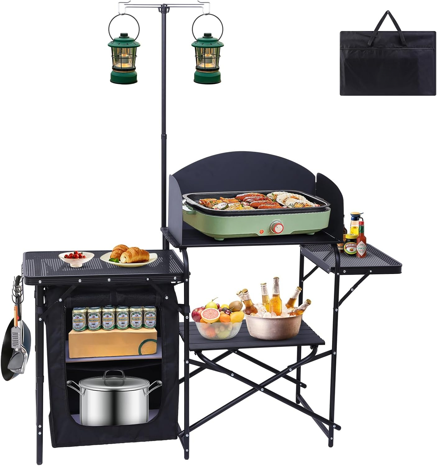 Camping Cooking Table With Windshield - Складной кухонный стол для кемпинга с