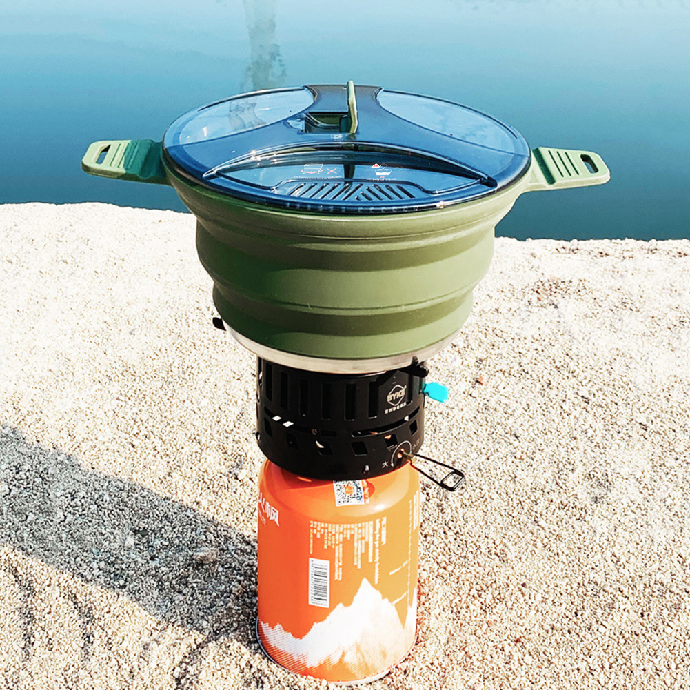 Camping Cooking Pot Stainless Steel - Силиконовый складной чайник 2,5 л, портативный,