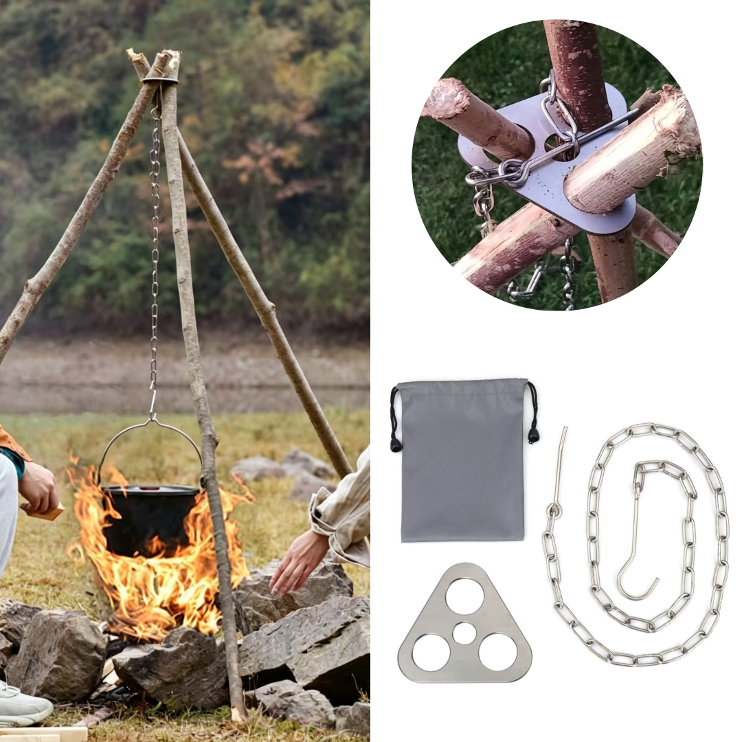Camping Cooking Pot Tripod - Регулируемый походный штатив для приготовления пищи