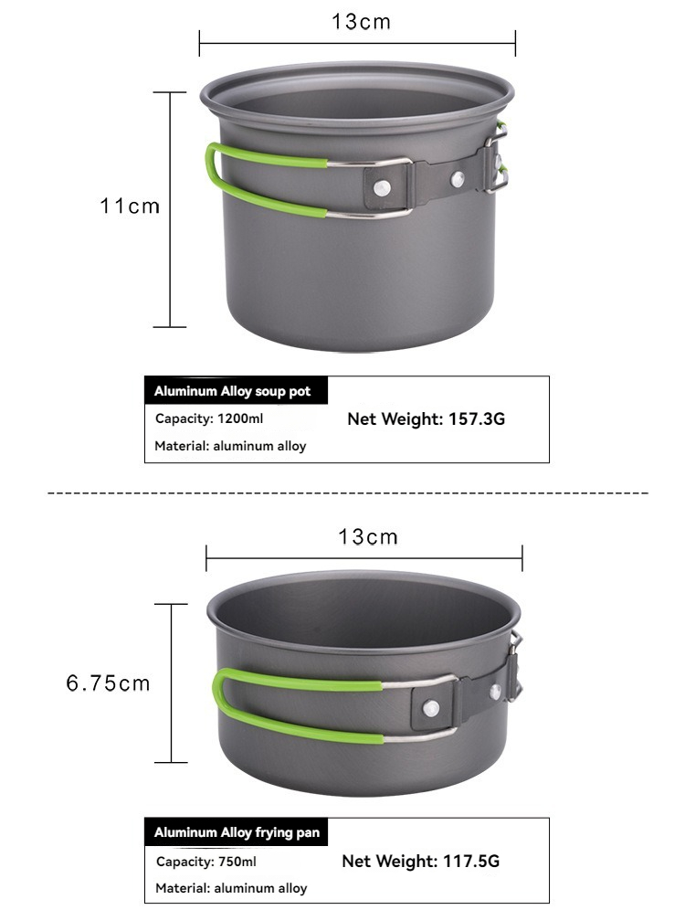 Camping Cooking Mess Kit - Набор походной посуды BRS-T15A: ультралегкий комплект