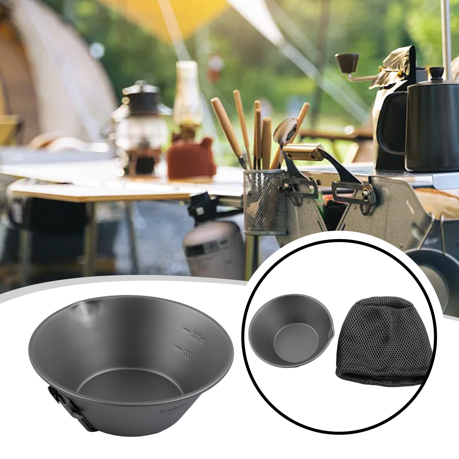 Camping Cooking Mess Kit - Ультралегкая складная походная миска-котелок с носиком