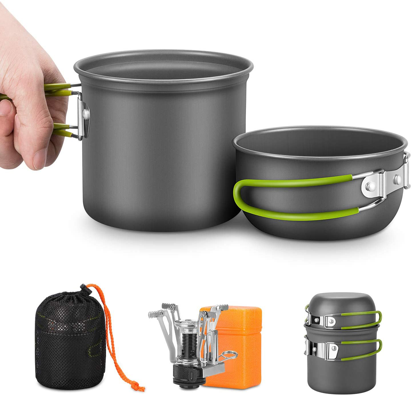 Camping Cooking Kit Box - Набор посуды для кемпинга с плитой,