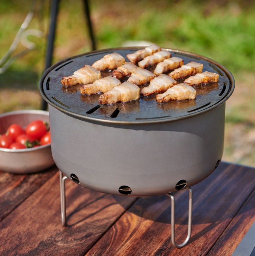 Camping Cooking Table With Windshield - Открытый титановый портативный плоский верхний корейский