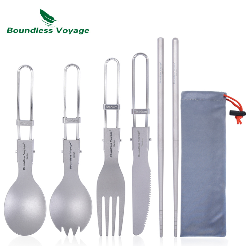 Camping Cooking And Cutlery Set - Титановые столовые приборы Boundless Voyage для