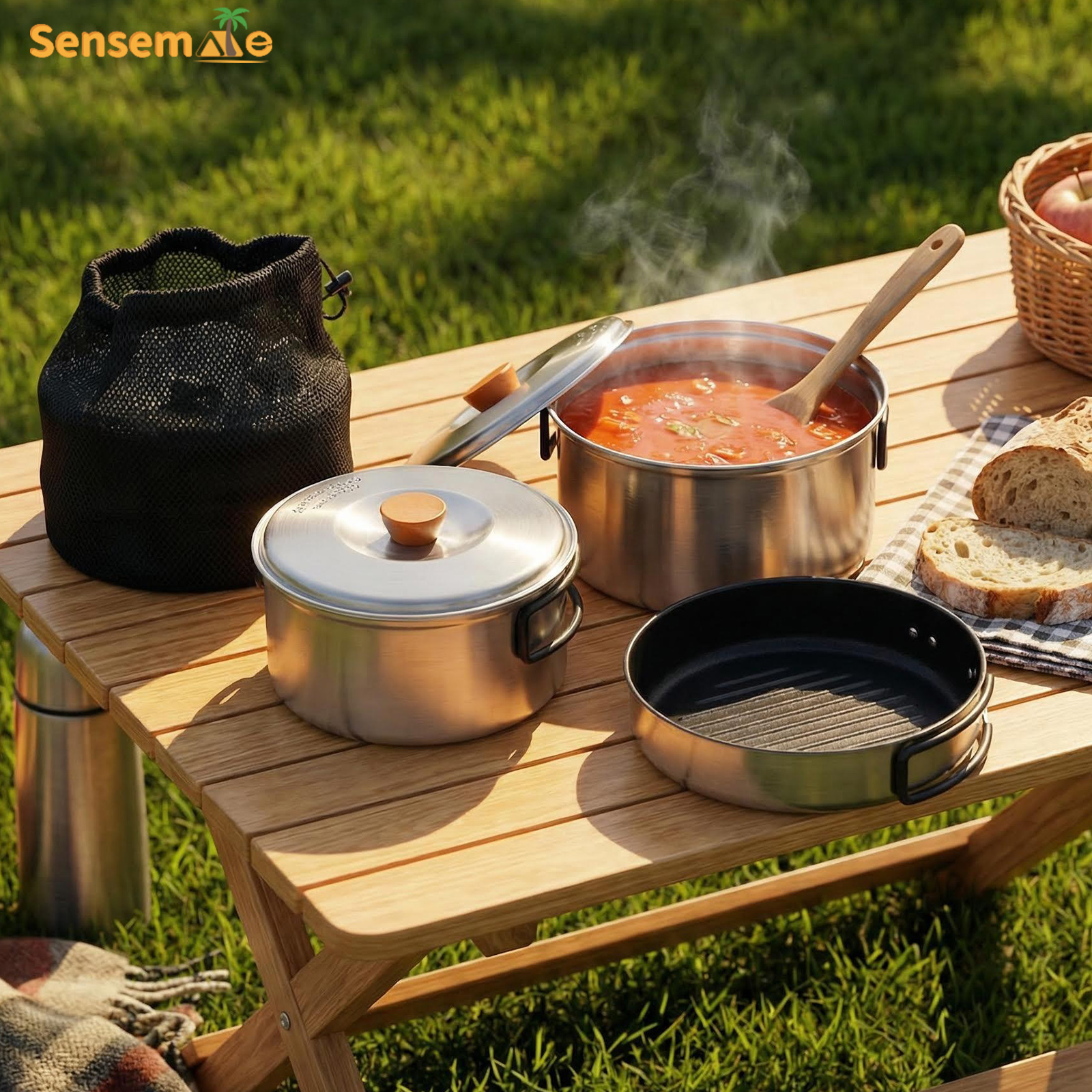 Camping Cooking Mess Kit - Портативный набор для кемпинга: походные кастрюли