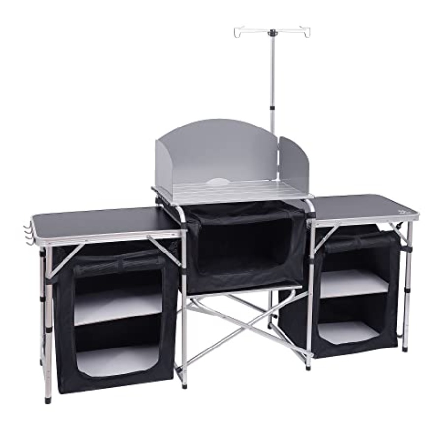 Camping Cooking Table With Windshield - Кемпинговый кухонный стол, складной стол для