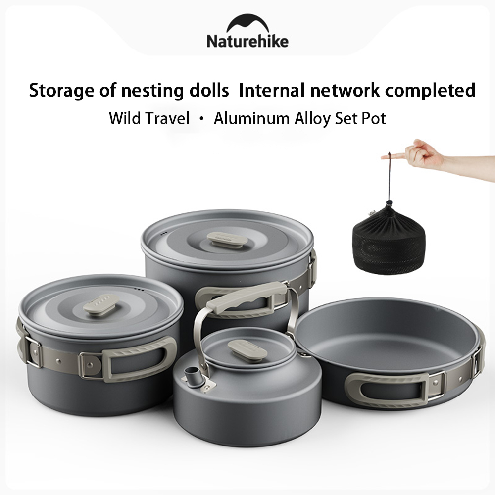 Camping Cooking Pot Stainless Steel - Набор уличных кастрюль Naturehike, кухонное оборудование