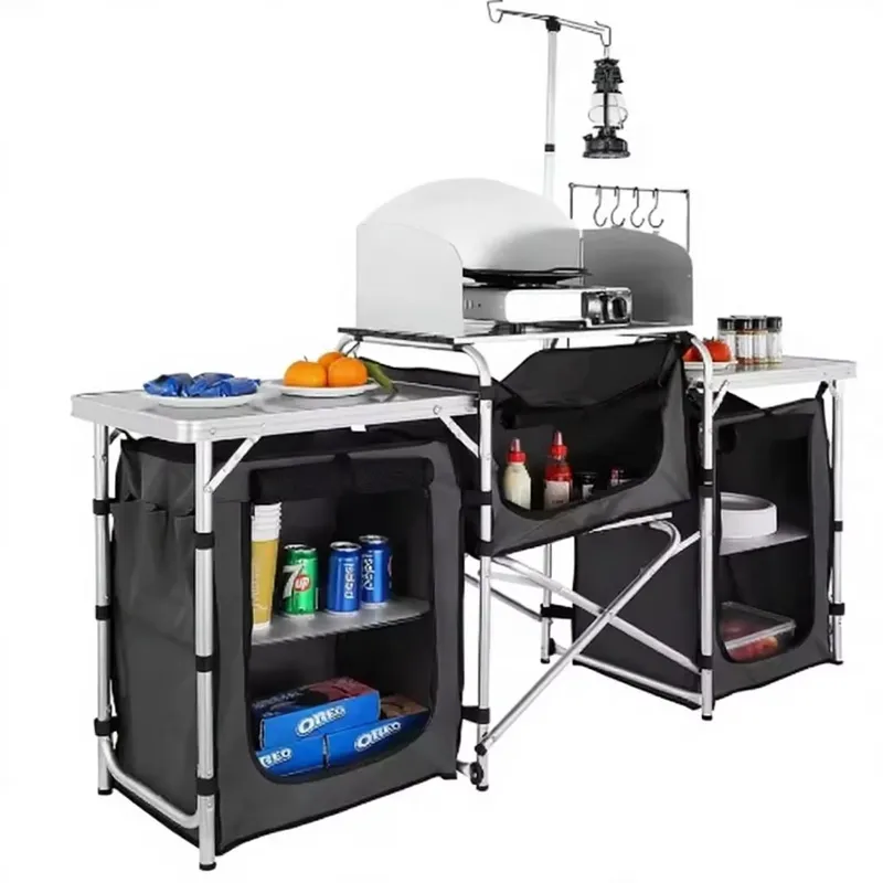 Camping Cooking Table With Windshield - Оптовая продажа: Большая алюминиевая уличная кухонная