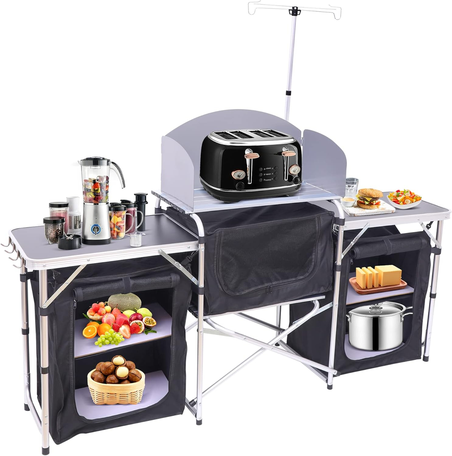 Складной кухонный стол для кем – обзор и цена Camping Cooking Table With Windshield