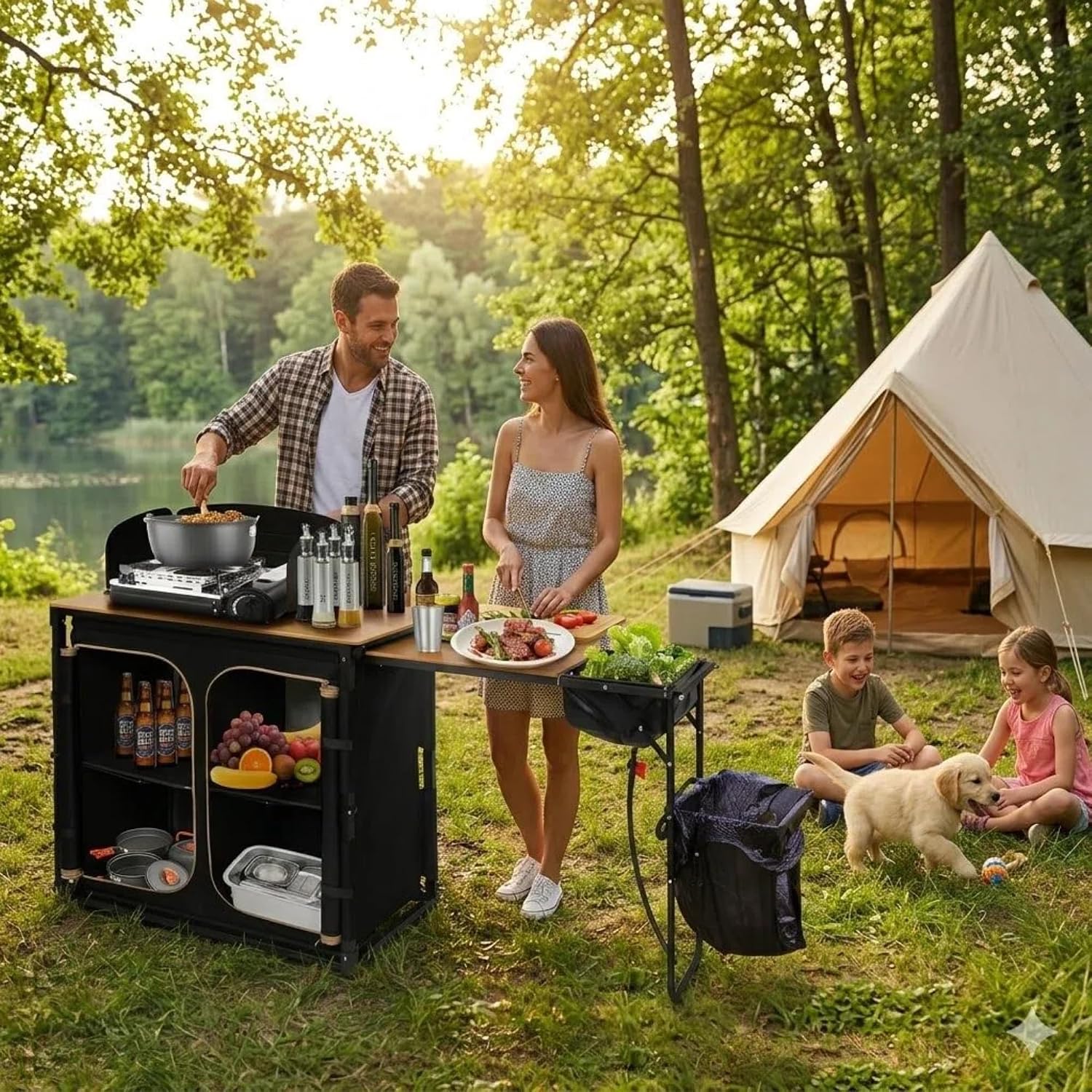 Складной походный кухонный сто – обзор и цена Camping Cooking Table With Windshield