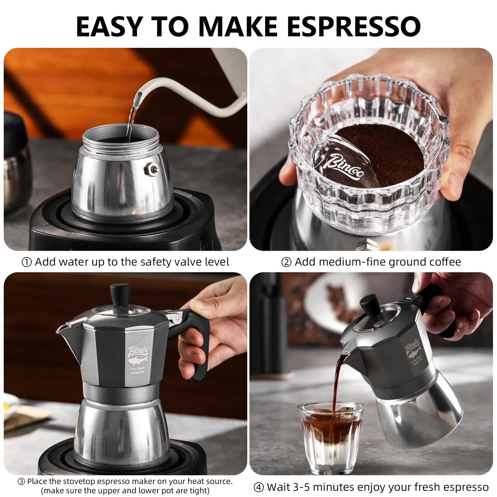 Кофеварка Bincoo Moka Pot на 2 – обзор и цена Camping Cooking Utensils