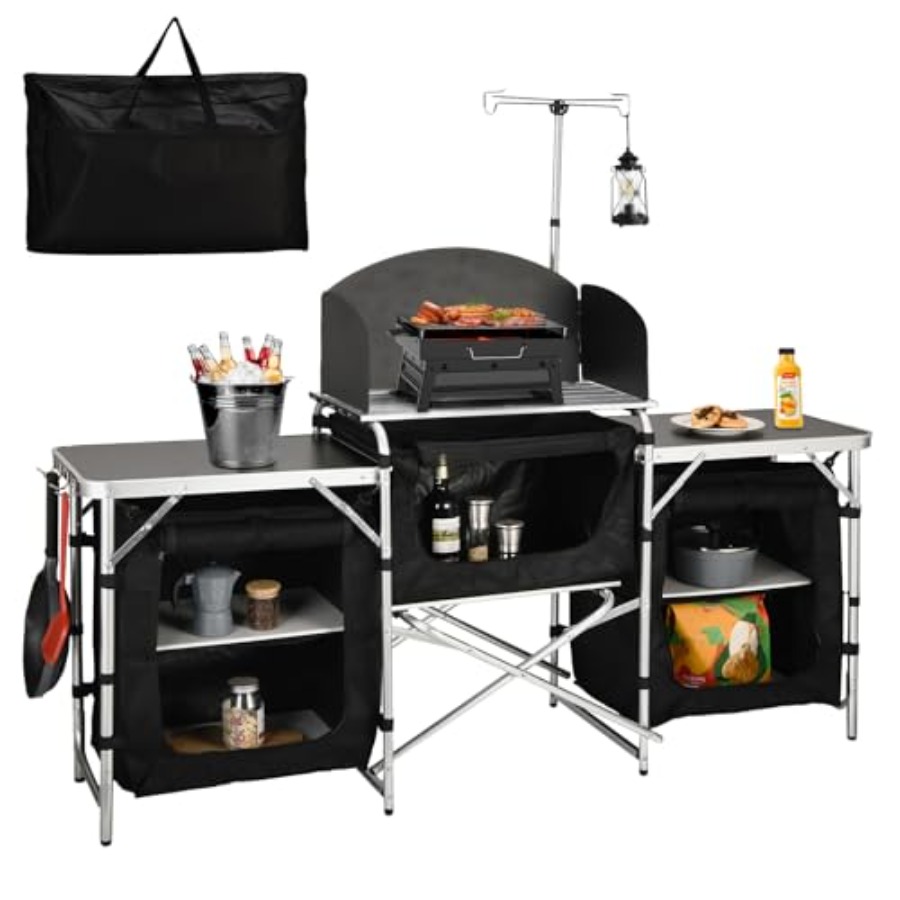 Кемпинговый кухонный стол, алю – обзор и цена Camping Cooking Table With Windshield
