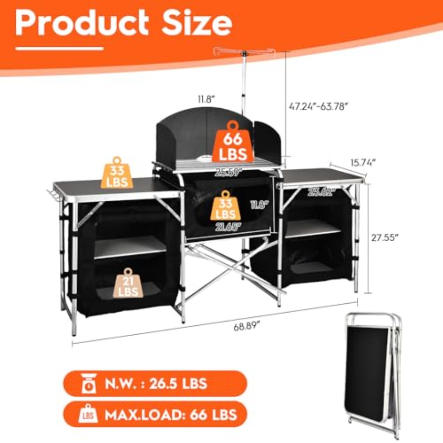 Кемпинговый кухонный стол, алю – обзор и цена Camping Cooking Table With Windshield