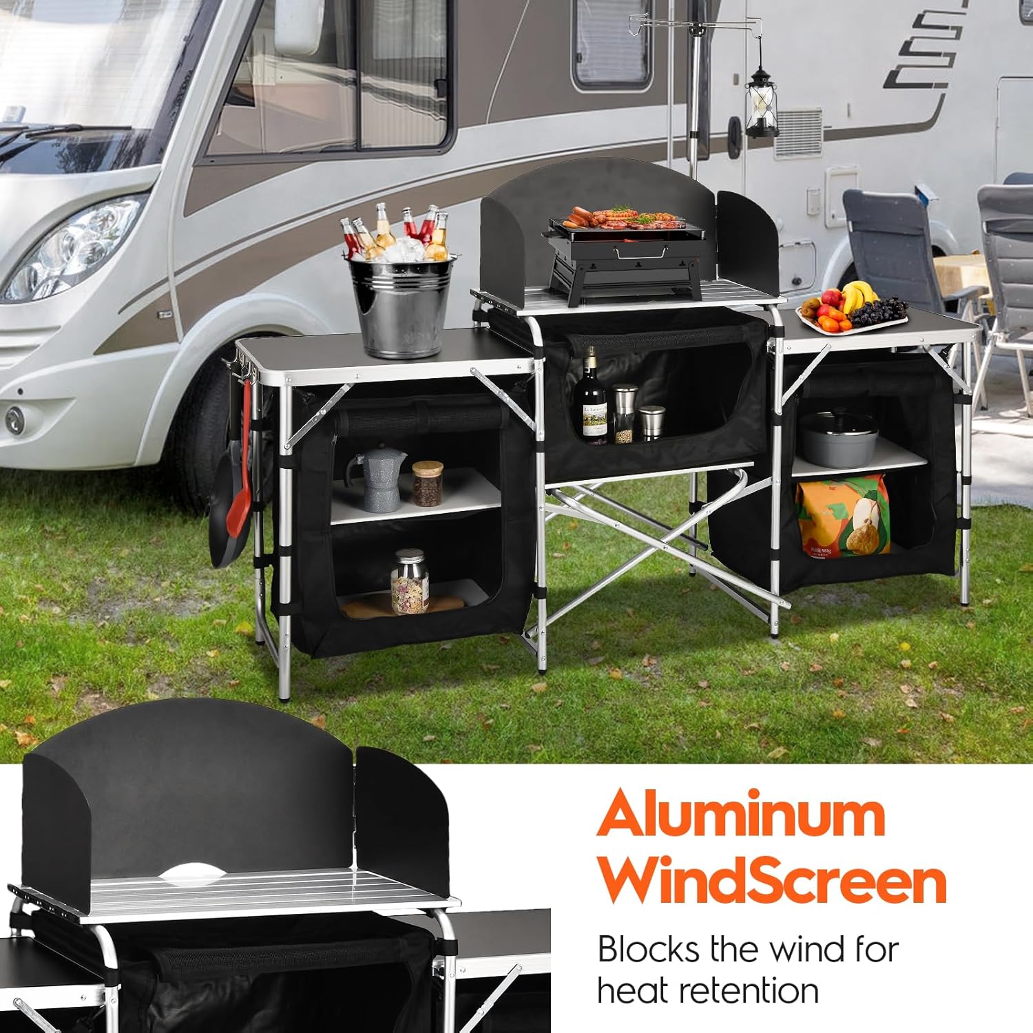 Универсальные 3 шкафа на заказ – обзор и цена Camping Cooking Table With Windshield