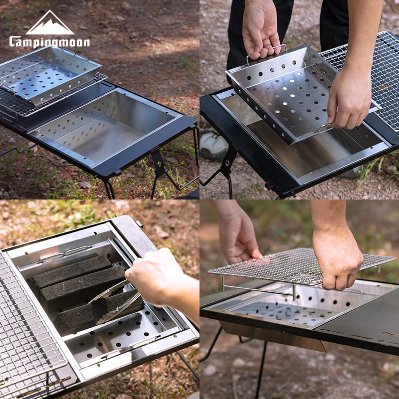 CAMPINGMOON UG-1 IGT угольный  – обзор и цена Camping Cooking Table With Windshield