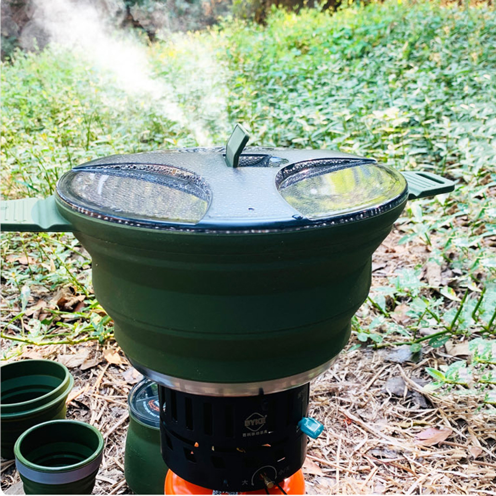 Силиконовый складной чайник 2, – обзор и цена Camping Cooking Pot Stainless Steel