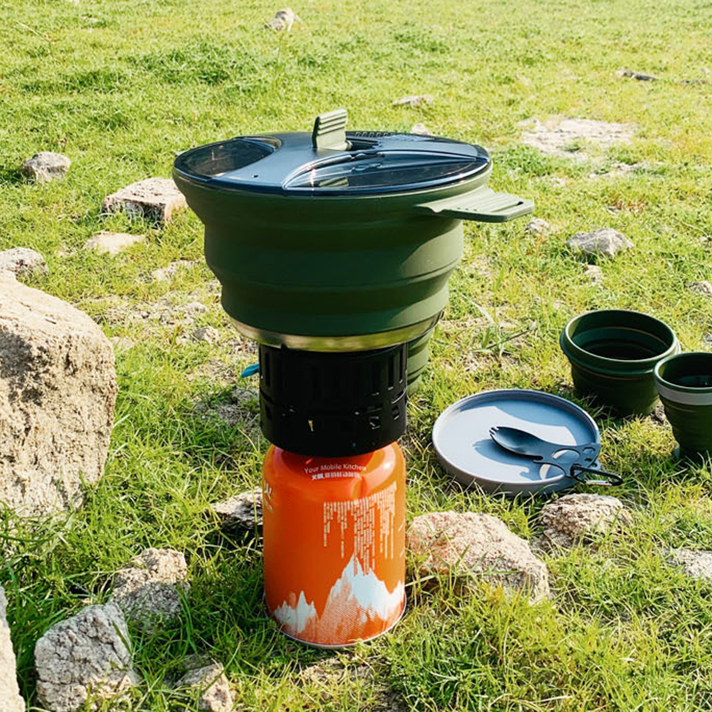 Силиконовый складной чайник 2, – обзор и цена Camping Cooking Pot Stainless Steel
