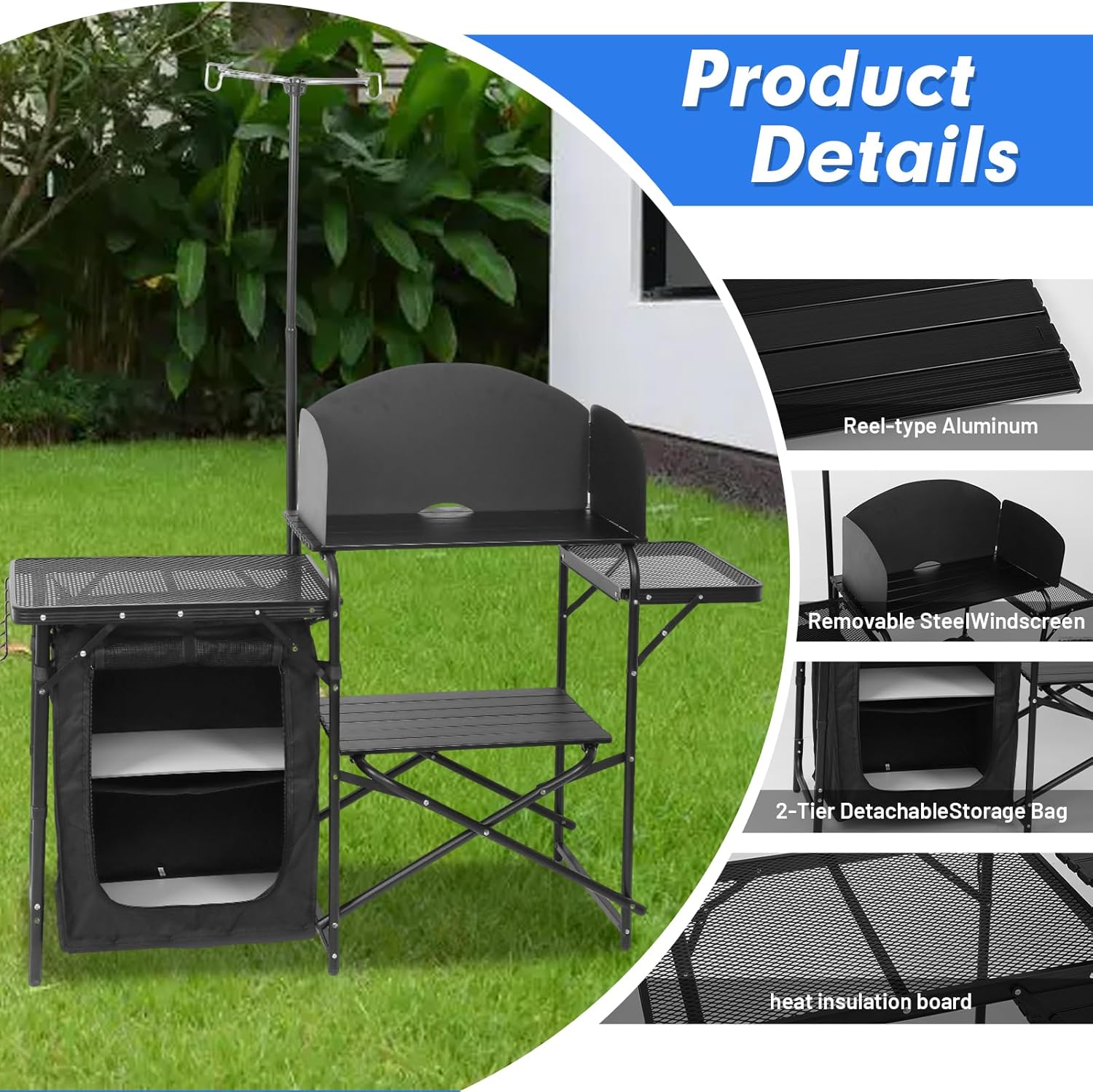 Портативная складная кухонная  – обзор и цена Camping Cooking Table With Windshield