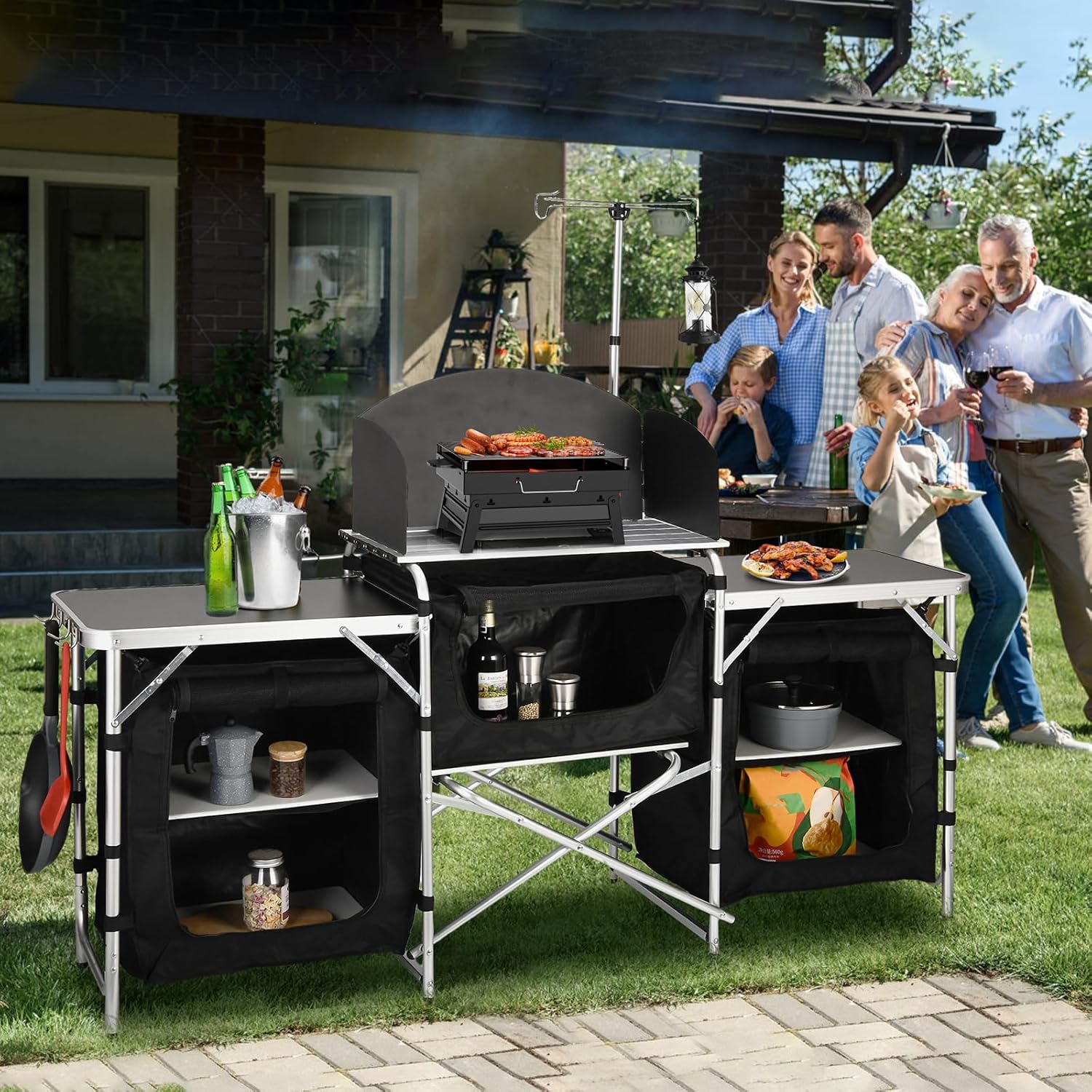 Алюминиевый складной походный  – обзор и цена Camping Cooking Table With Windshield