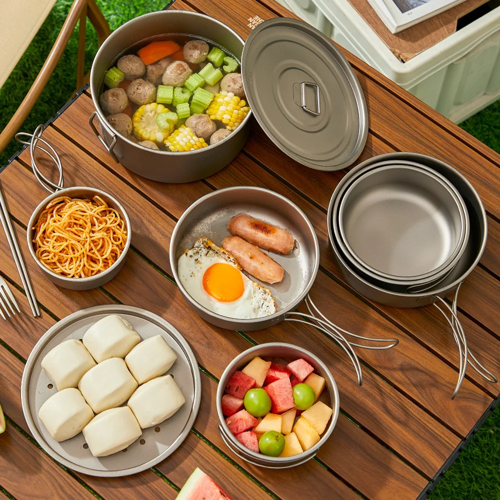 Титановый уличный набор кастрю – обзор и цена Camping Cooking Mesh