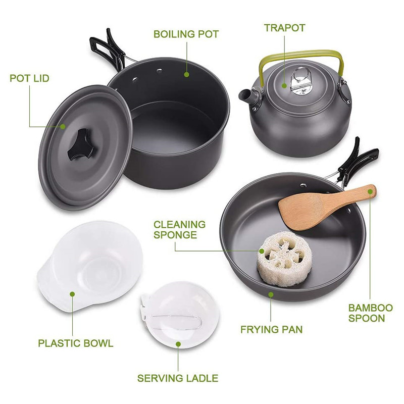 Набор посуды для кемпинга на о – обзор и цена Camping Cooking Kit Box