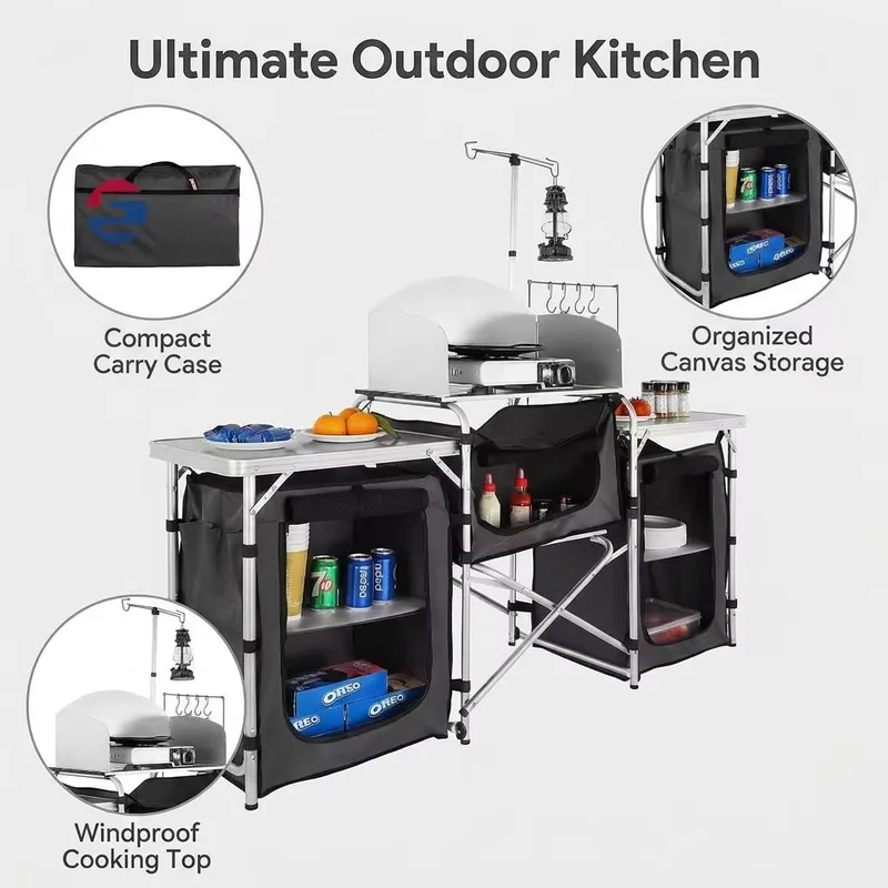 Оптовая продажа: Большая алюми – обзор и цена Camping Cooking Table With Windshield