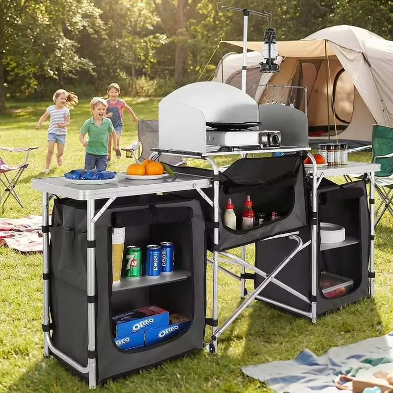 Оптовая продажа: Большая алюми – обзор и цена Camping Cooking Table With Windshield